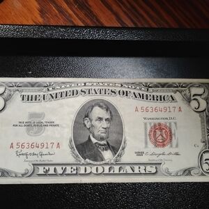 1963 Five Dollar Bill Red Seal In Amazing Condition